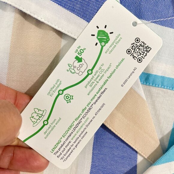 NEW Lands' End Men's L Striped Button-Down Shirt Traditional Fit Cotton/Viscose - Picture 6 of 8